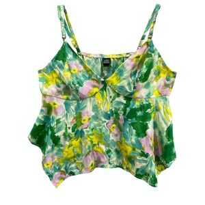 Wild Fable Camisole Tank L Floral Handkerchief Hem Green Floral Coquette Whimsy